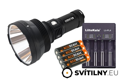 Vyhledávací svítilna AceBeam K75 + nabíjecí sada