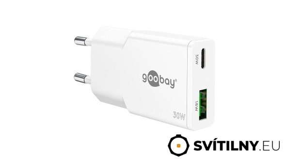 Síťový GaN adaptér USB-C + USB-A (30W)