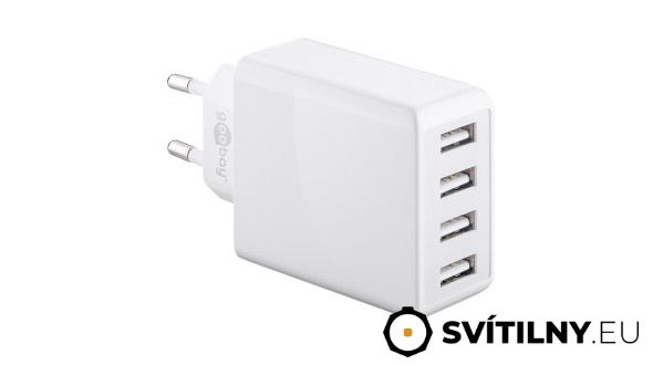 Čtyřkanálový síťový USB adaptér (celkem 6000 mA, 30W)