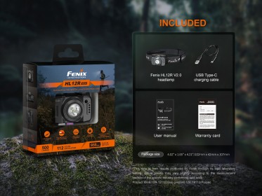 Nabíjecí čelovka Fenix HL12R V2.0 - černá
