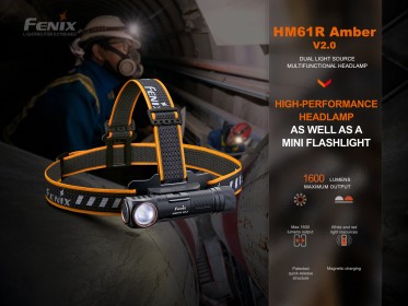 Nabíjecí čelovka Fenix HM61R Amber V2.0
