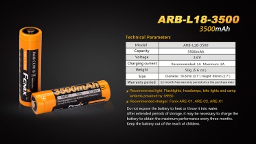 Akumulátor Fenix 18650 3500mAh (Li-Ion)