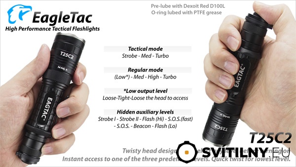 Rezimy svitilny Eagtac T25C2