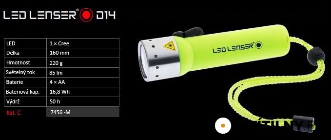 potápěcí svítilna LED Lenser D14 Frogman Neon